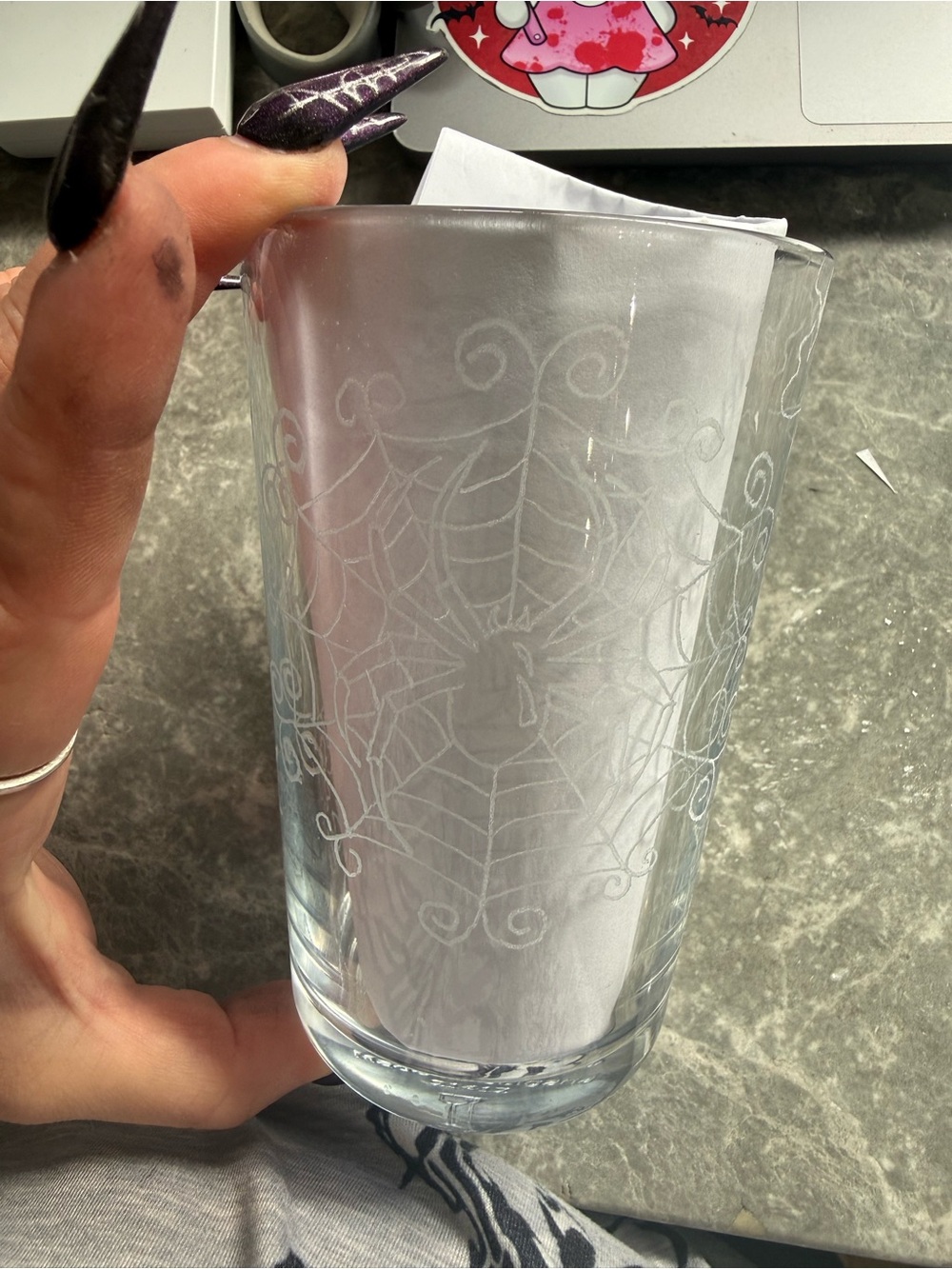 Etched Glass Drinking Tumbler - Clear Halloween